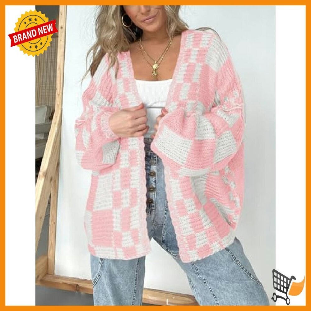 Chunky Knit Open Front Cardigan Sweater Women's Long Sleeve Cozy Fall - Picture 3 of 8